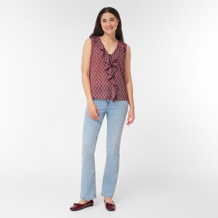 H&H Women's Sleeveless Frill Front Tank, Purple Light, hi-res