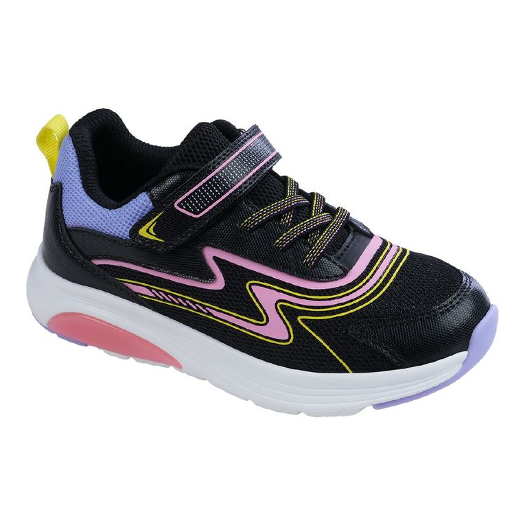 Active Intent Senior Kids' Neon Dream Trainers, Black, hi-res