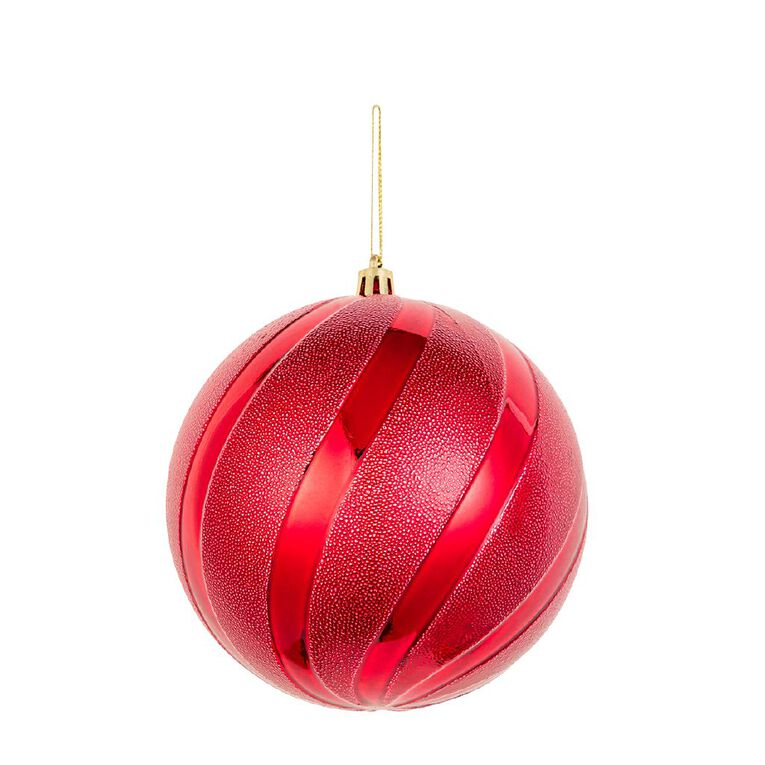 Wonderland Christmas Baubles 12cm Red 6 Pack, , hi-res