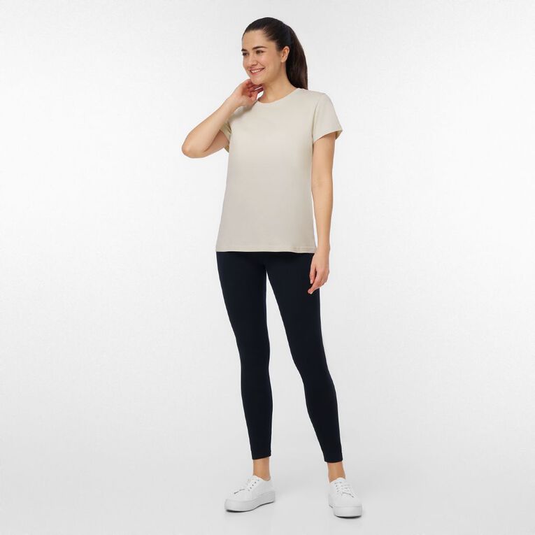 H&H Women's Short Sleeve Crew Neck Cotton Tee, Brown Light, hi-res