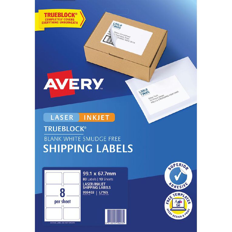 Avery Internet Shipping Labels 10 Pack 8 Per Sheet, , hi-res