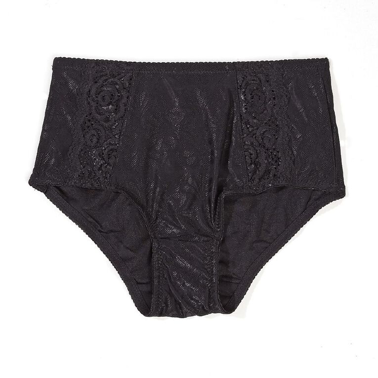 H&H Women's Jacquard & Lace Full Briefs, Black, hi-res
