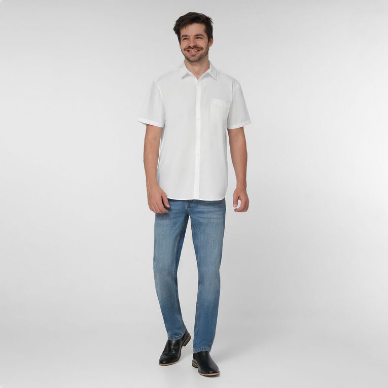 H&H Men's Short Sleeve Plain Dyed Shirt, White, hi-res