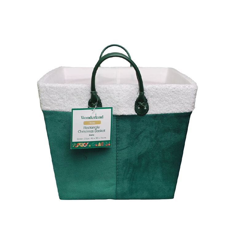 Wonderland Rectangle Basket Merry Christmas Green, , hi-res