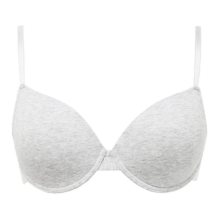 H&H Women's Basic Wide Band T-Shirt Bra, Grey Marle, hi-res