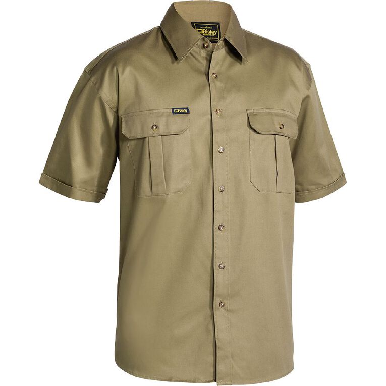 Bisley Workwear Short Sleeve Shirt, Khaki, hi-res