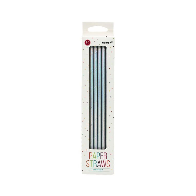 Hoorah Iridescent Paper Straws 20 Pack, , hi-res