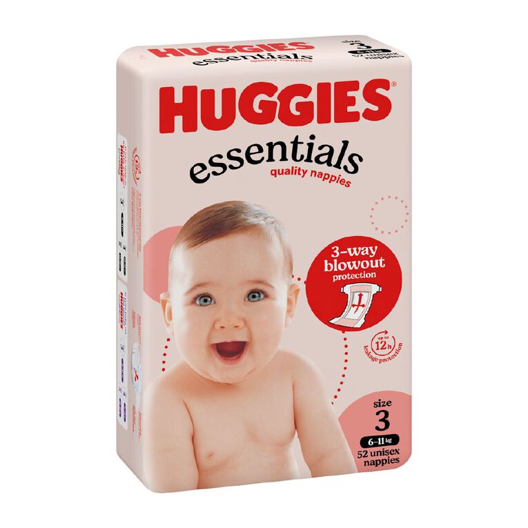 Huggies Essential Nappy Size 3 6-11kg 52 Pack, , hi-res