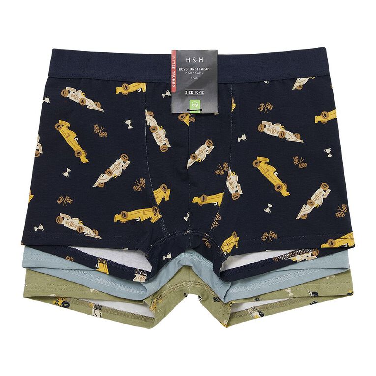 H&H Boys' Printed Trunk 3 Pack, Blue Dark, hi-res
