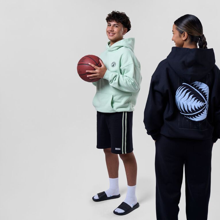 Basketball NZ Boxy Hoodie, Black, hi-res