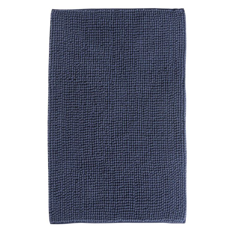 Living & Co Plush Popcorn Bath Mat Navy 50cm x 80cm, , hi-res