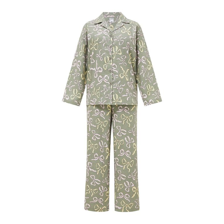 H&H Women's Classic Flannelette Pyjama Set, Green Light, hi-res