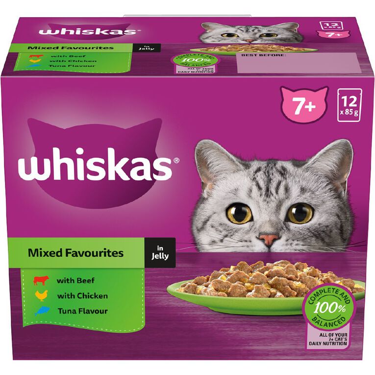 Whiskas Senior Mixed Favourites in Jelly MVMS 12x85g, , hi-res