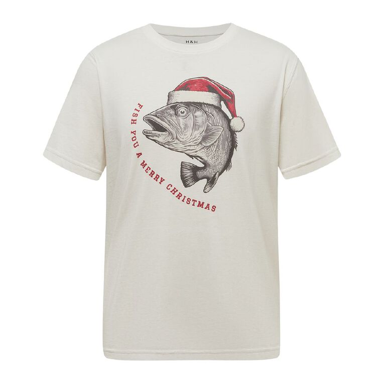 H&H Men's Christmas Graphic Tee, Cream, hi-res