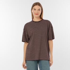 H&H Women's Oversized Boyfriend Stripe Tee