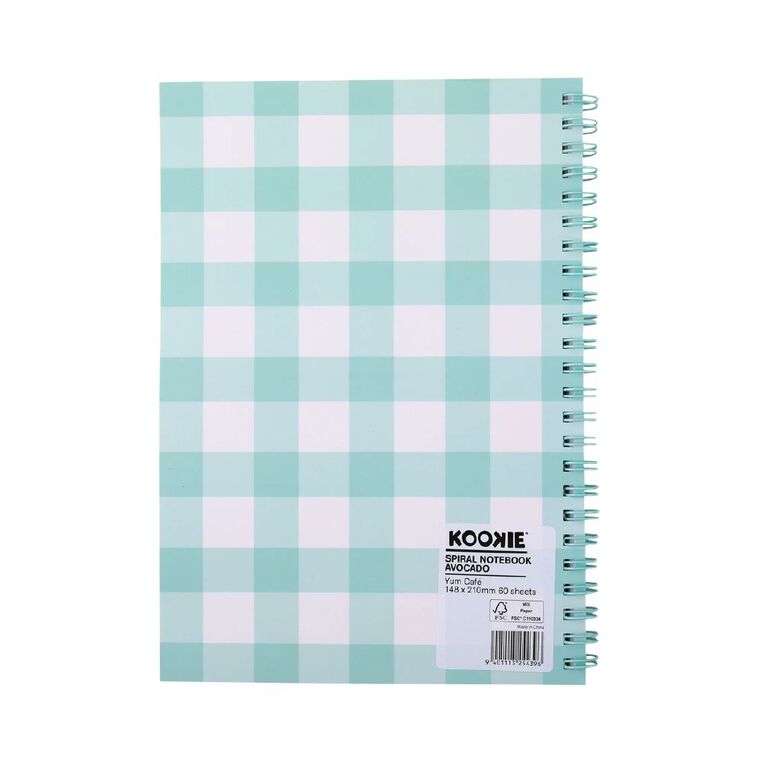 Kookie Yum Cafe Spiral Notebook Avocado, , hi-res