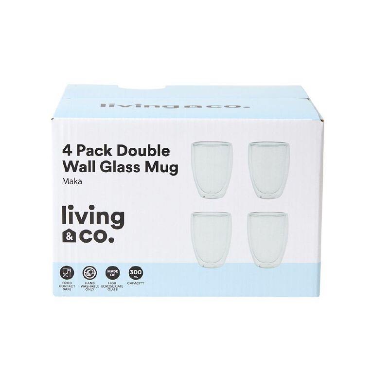 Living & Co Double Wall Glass Mug Clear, , hi-res