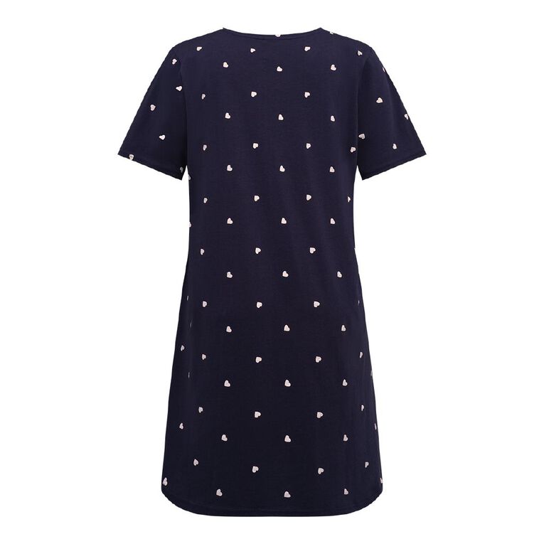 H&H Women's V Neck T-Shirt Nightie, Blue Dark, hi-res