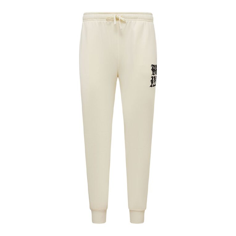 Garage Men's Rib Cuff Graphic Trackpants, Cream, hi-res