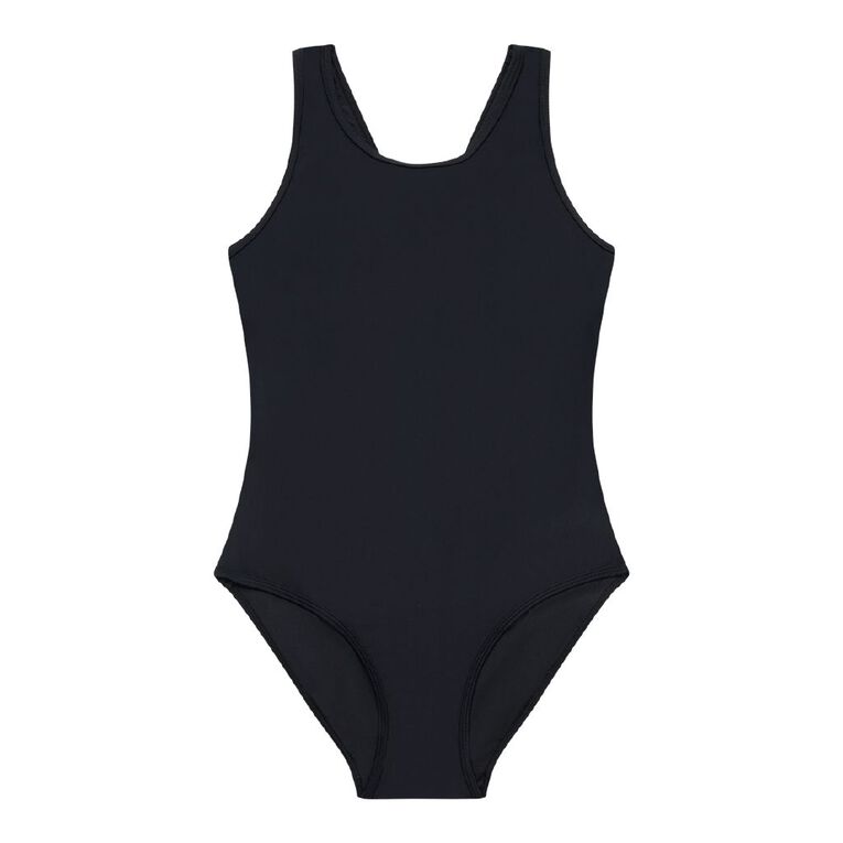Young Original Plain Swimsuit, Black, hi-res