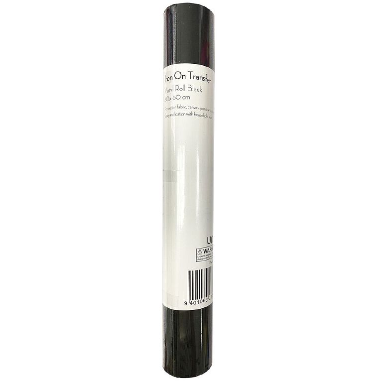 Uniti Iron-on Vinyl Roll 30cm x 60cm Black Black, , hi-res