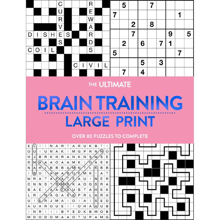 Large Print Puzzle Book: Brain Training Pink, , hi-res