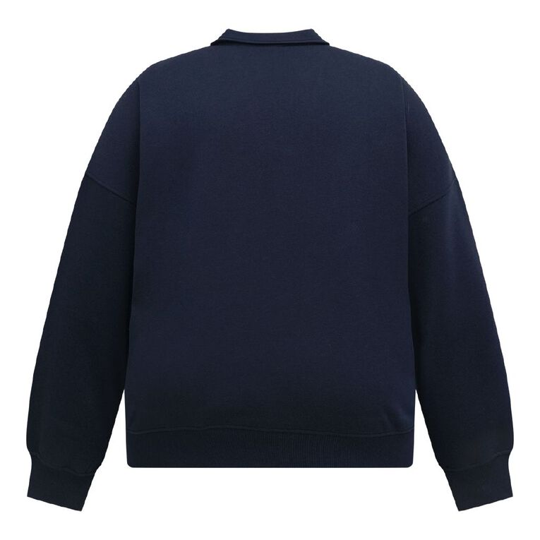H&H Curve Women's Long Sleeve Polo Sweat, Navy, hi-res