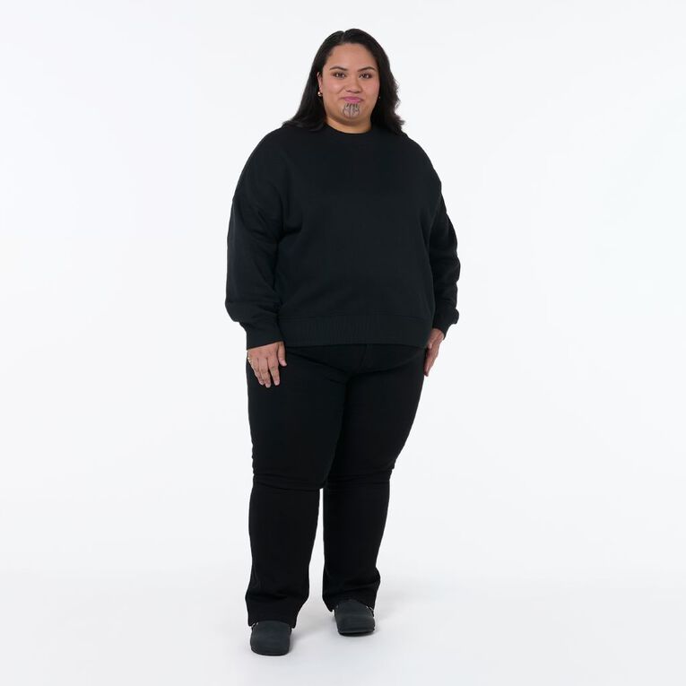 H&H Curve Women's Long Sleeve Crew Neck Sweater, Black, hi-res