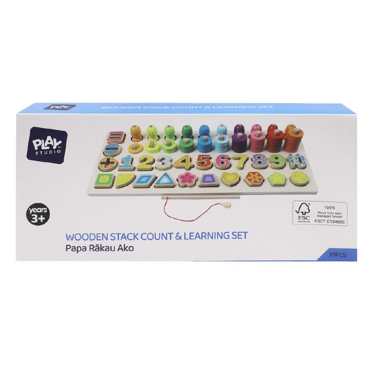 Play Studio Wooden Stack Count & Learning Set, , hi-res