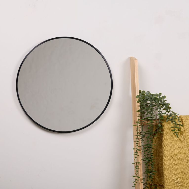 Living & Co Round Aluminum Frame Mirror Black, , hi-res