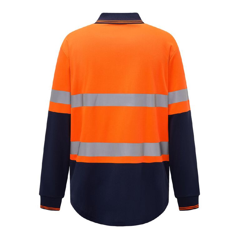 Rivet Men's Long Sleeve Polo, Orange/Fluro, hi-res