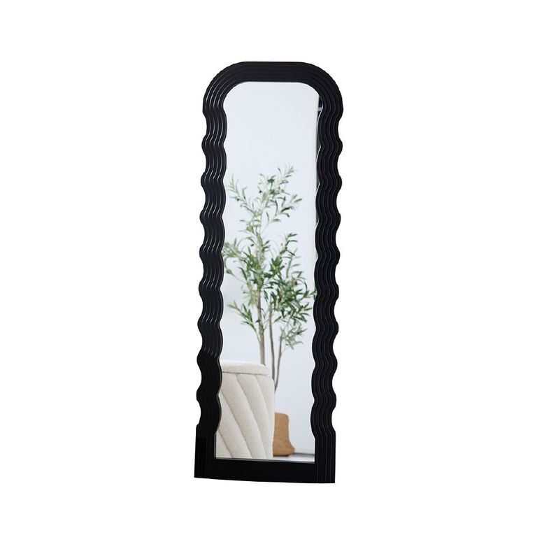 Living & Co Ripple Floor Mirror 150cm Black, , hi-res
