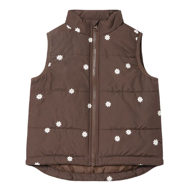 Young Original Toddler Foil Print Puffer Vest, Brown Dark, hi-res