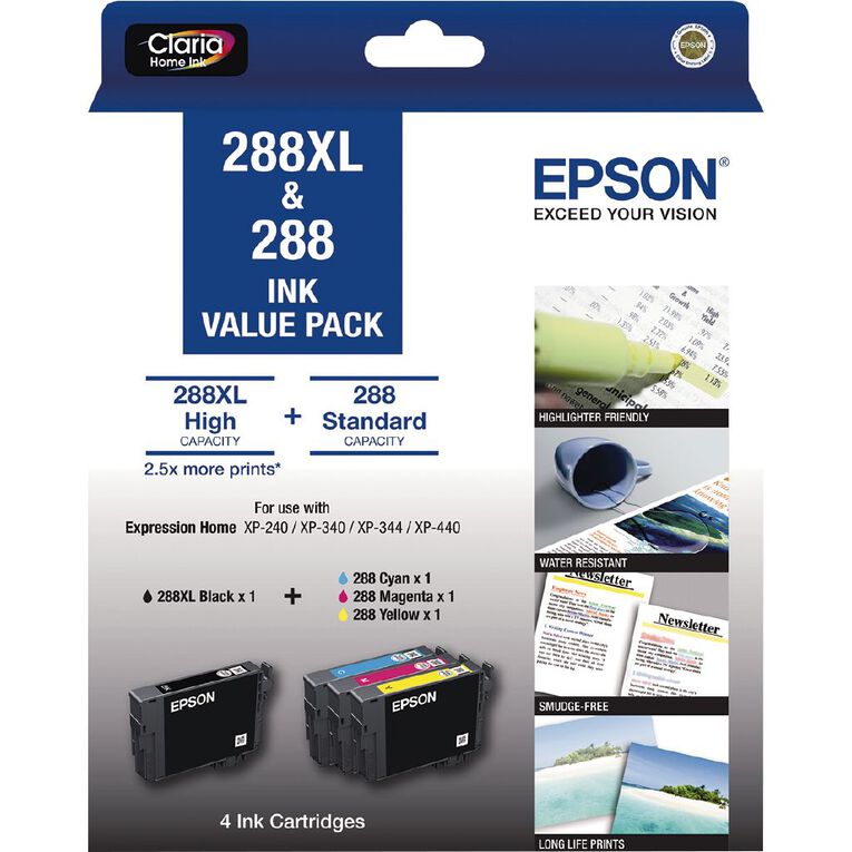 Epson 288XL Black+288 3 Std CMY DURABrite Ink, , hi-res