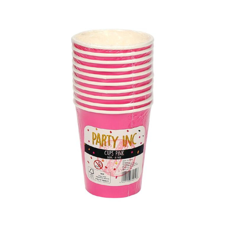 Party Inc Cups 260ml Pink 10 Pack, , hi-res