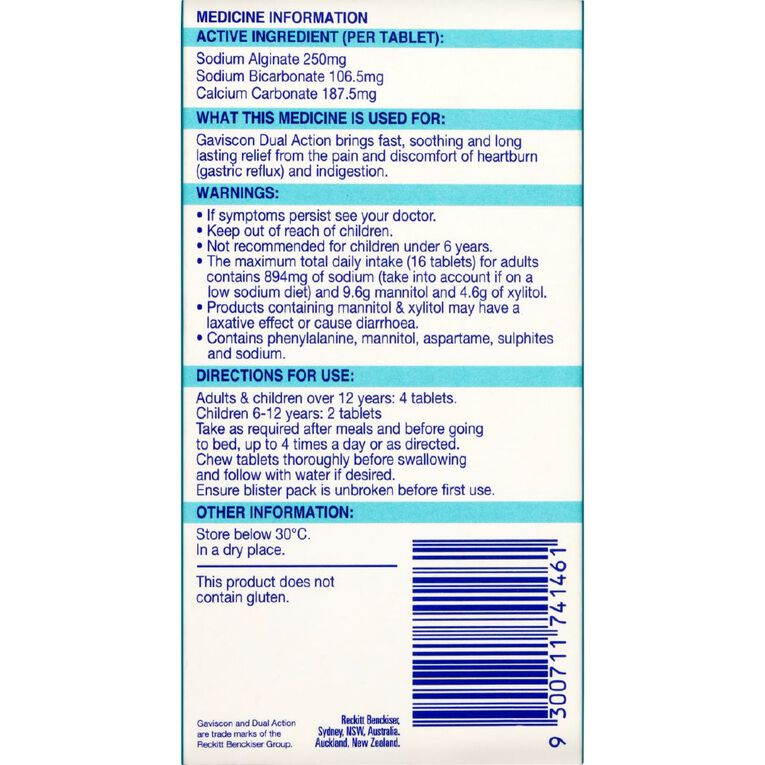 Gaviscon Dual Action Indigestion Heartburn Tablets Mixed Berry 48 Pack, , hi-res