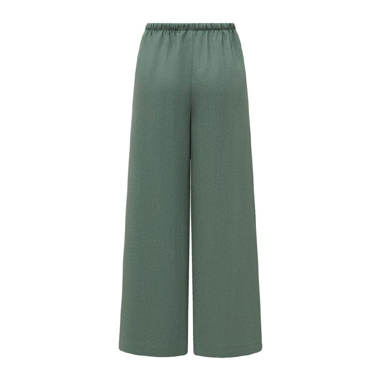 H&H Women's Tie Waist Linen Blend Pants, Green Dark, hi-res