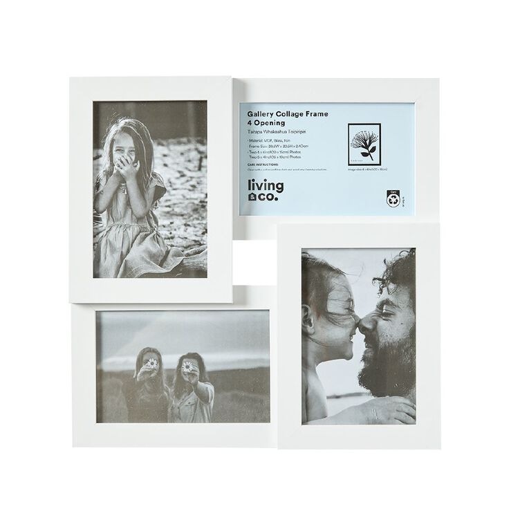 Living & Co Gallery Collage Photo Frame 4 Openings White 4in x 6in, , hi-res