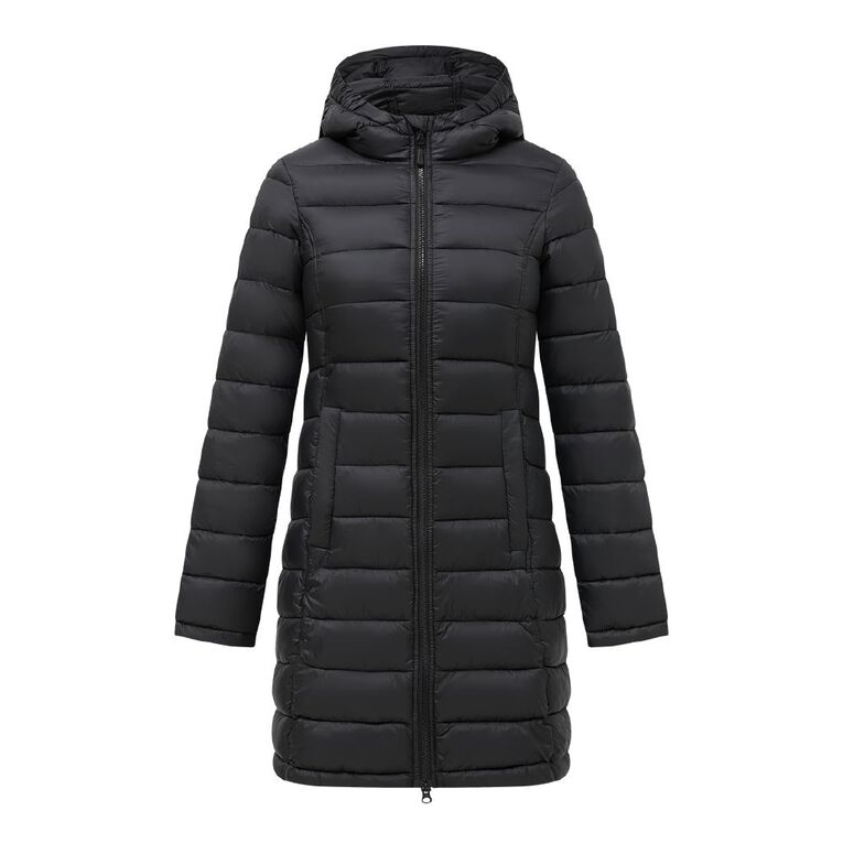 Active Intent Women's Packable Long Puffer Jacket, Black, hi-res