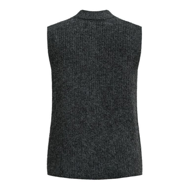 H&H Women's Sleeveless Boucle Knitted Vest, Charcoal/Marle, hi-res