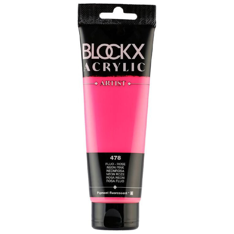 BLOCKX Acrylic Tube 120ml Fluro Pink Pink, , hi-res