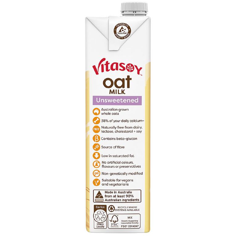 Vitasoy Oat Unsweetened 1L, , hi-res