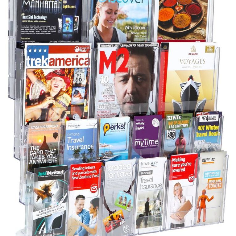 Deflecto Brochure Holder Lit Loc Wall Rack Kit 12 x Dle 6 x A4, , hi-res