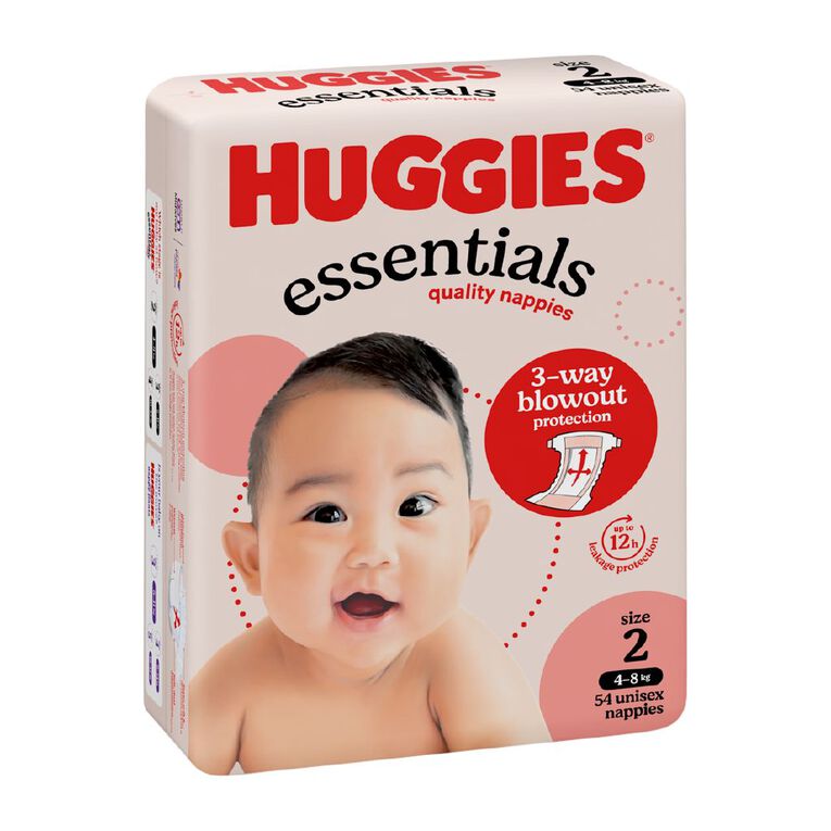 Huggies Essential Nappy Size 2 4-8kg 54 Pack, , hi-res