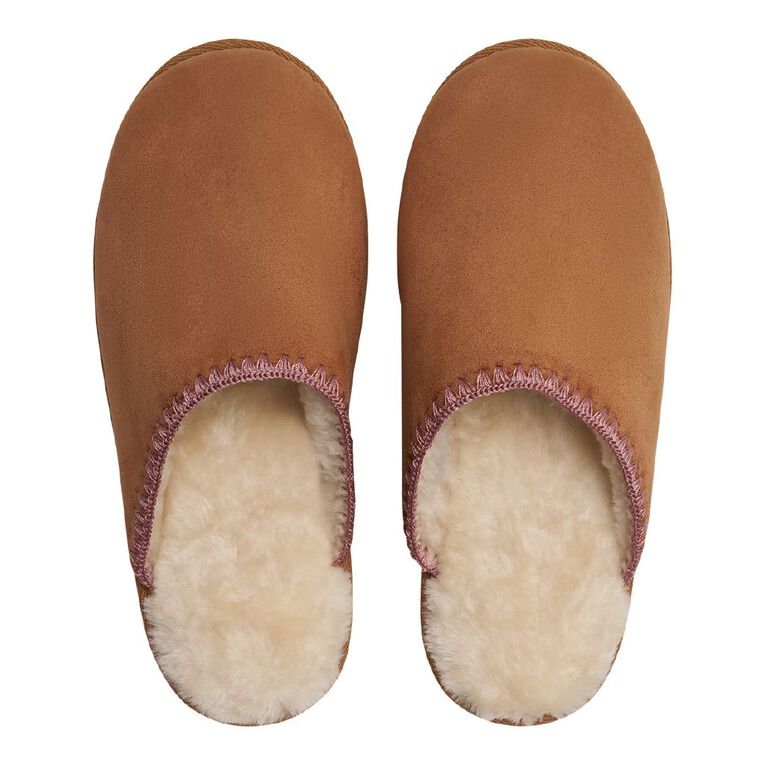 H&H Women's Bindie Scuff Slippers, Brown Light, hi-res