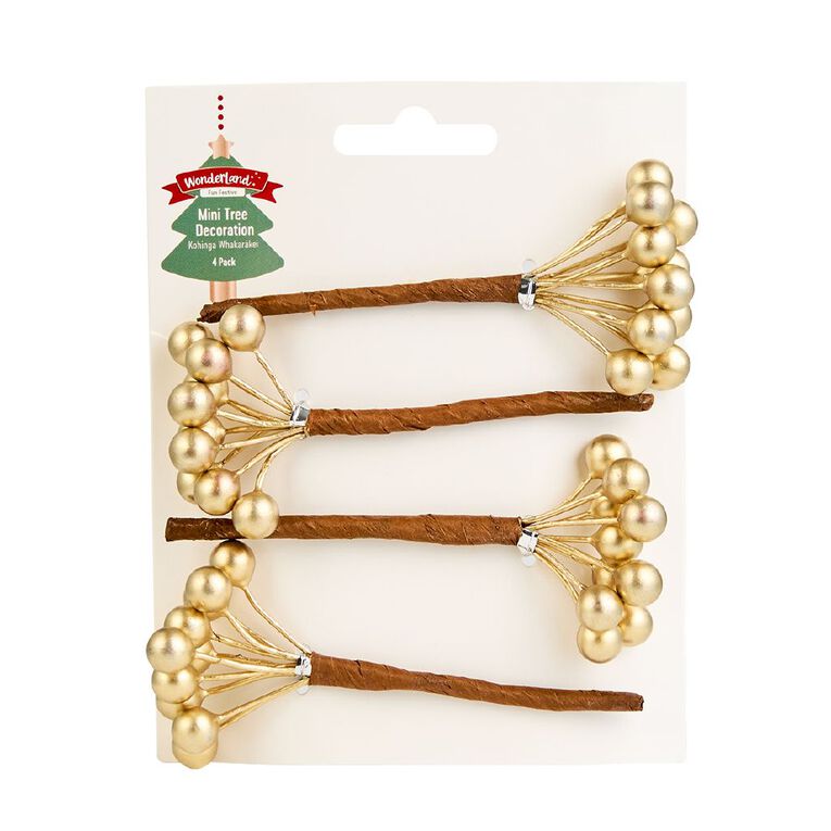 Wonderland Mini Bauble Pick Christmas Tree Decorations 4 Pack, , hi-res