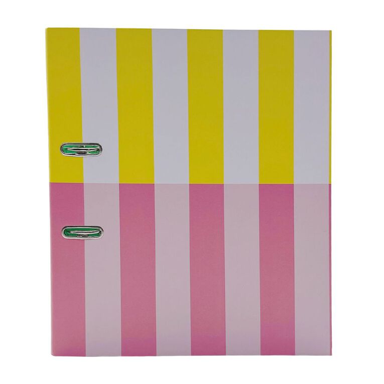 Uniti Clubhouse Lever Arch Striped Yellow Light A4, , hi-res