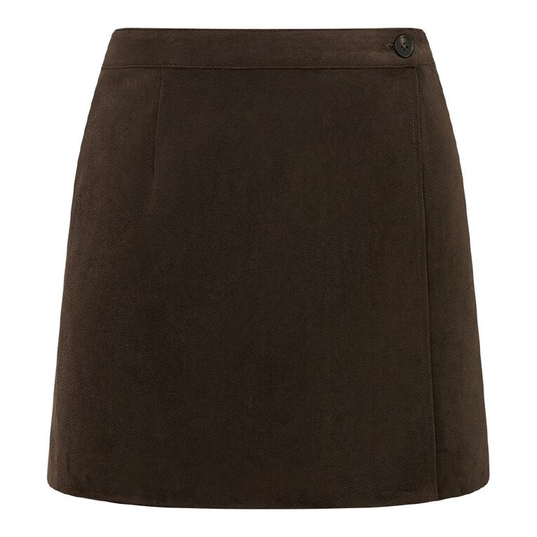 H&H Women's Faux Suede Mini Skirt, Brown Dark, hi-res