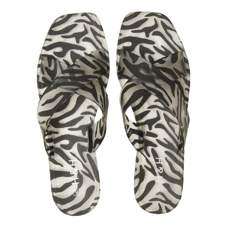 H&H Women's Poppy Xover Slides, Black/White, hi-res