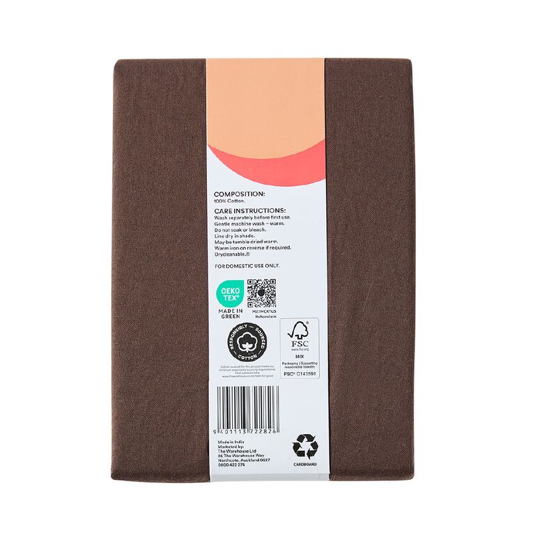 Living & Co 100% Washed Cotton 2 Pack Pillowcase Brown Mid 48cm x 73cm, , hi-res